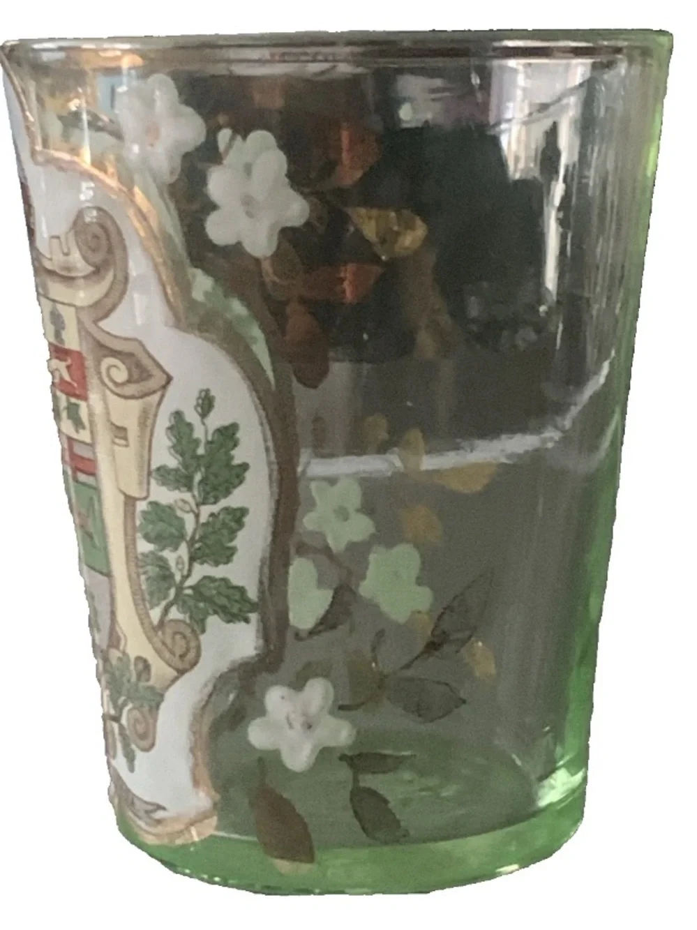 Vintage Dominion Glass Early Canadian Canada Coat of Arms Shot Glass Shotglass